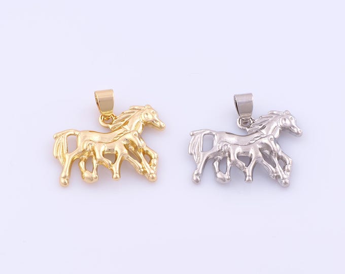 1 pcs Gold Horse Pendant,18K Gold Filled Animal Charm,Horse Charms DIY Bracelet Necklace Jewelry Making Findings Supply