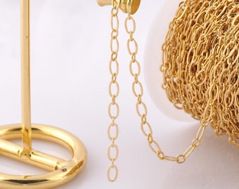 1 Meter Gold Cable Chain, 18K Gold Filled Semi Finished Chain, Specialty Chains, DIY Jewelry Making Supplies