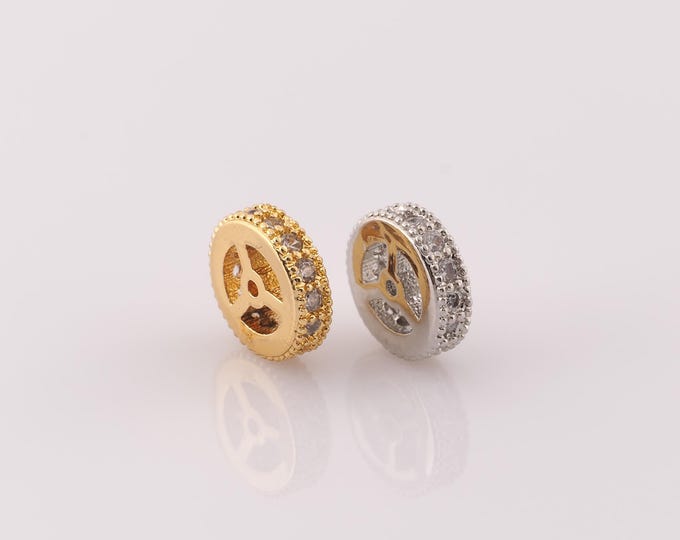 1 pcs 18K Gold Filled Round Flat Spacer Beads,Flat Beads,Wheel Beads for DIY Jewelry Making Findings Supply