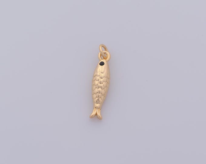 1 pcs Gold Fish Pendant,18K Gold Filled Marine Life Charm,Fish Charms DIY Bracelet Necklace Jewelry Making Findings Supply