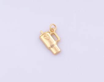 1 pcs Gold Water Cup Pendant,18K Gold Filled Heart Charm,Cup Charms DIY Bracelet Necklace Jewelry Making Findings Supply