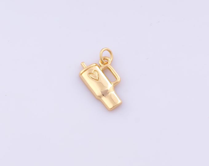 1 pcs Gold Water Cup Pendant,18K Gold Filled Heart Charm,Cup Charms DIY Bracelet Necklace Jewelry Making Findings Supply