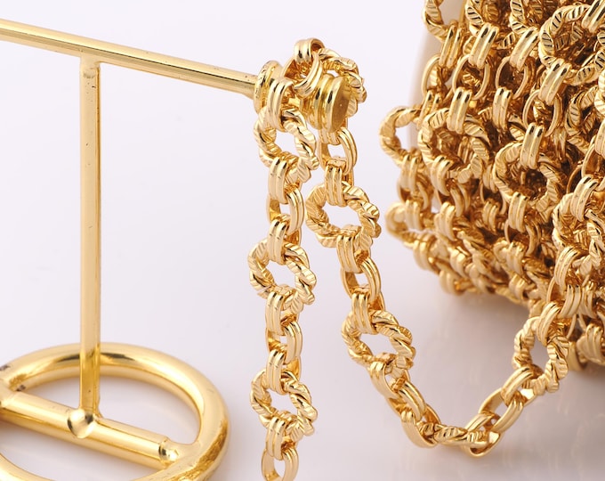 1 Meter Gold Twist Chain, 18K Gold Filled Semi Finished Chain, Specialty Chains, DIY Jewelry Making Supplies