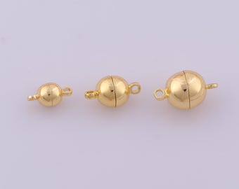 5 pcs Gold Round Magnetic Clasp,18K Gold Filled Magnetic Clasp,Ball Magnetic Clasp for DIY Bracelet Necklace Jewelry Making Findings Supply