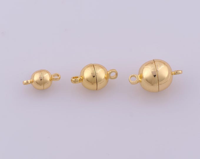 5 pcs Gold Round Magnetic Clasp,18K Gold Filled Magnetic Clasp,Ball Magnetic Clasp for DIY Bracelet Necklace Jewelry Making Findings Supply