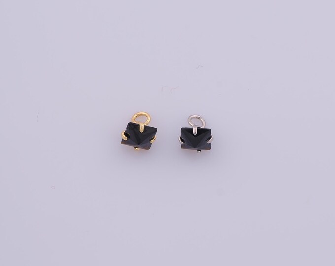 1 pcs Gold CZ Square Pendant,18K Gold Filled Square Charm,Square Charms DIY Bracelet Necklace Jewelry Making Findings Supply