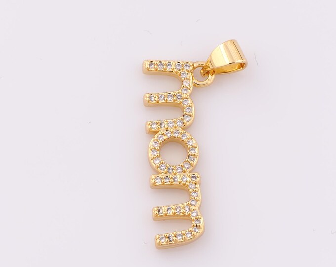 1 pcs Gold CZ Letter Pendant,18K Gold Filled MOM Charm,Letter Charm DIY Bracelet Necklace Jewelry Making Findings Supply