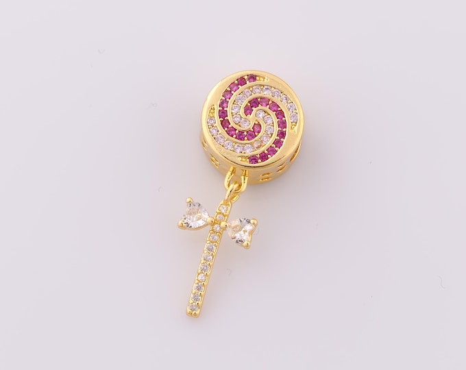1 pcs 18K Gold Filled Lollipop Spacer Beads,Large Hole Beads,Cross Beads for DIY Jewelry Making Findings Supply