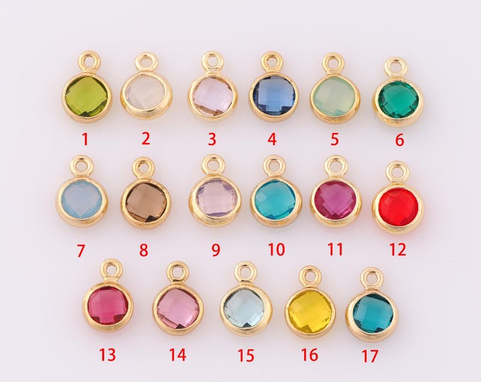 5 pcs Gold CZ Round Pendant,18K Gold Filled Solitaire Charm,Round Charm DIY Bracelet Necklace Jewelry Making Findings Supply