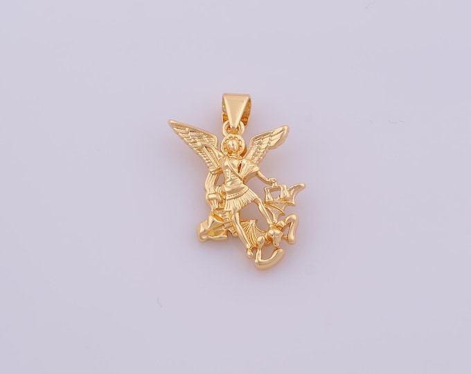 1 pcs Gold San Miguel Pendant,18K Gold Filled San Miguel Angel Charm,San Miguel Charms DIY Bracelet Necklace Jewelry Making Findings Supply