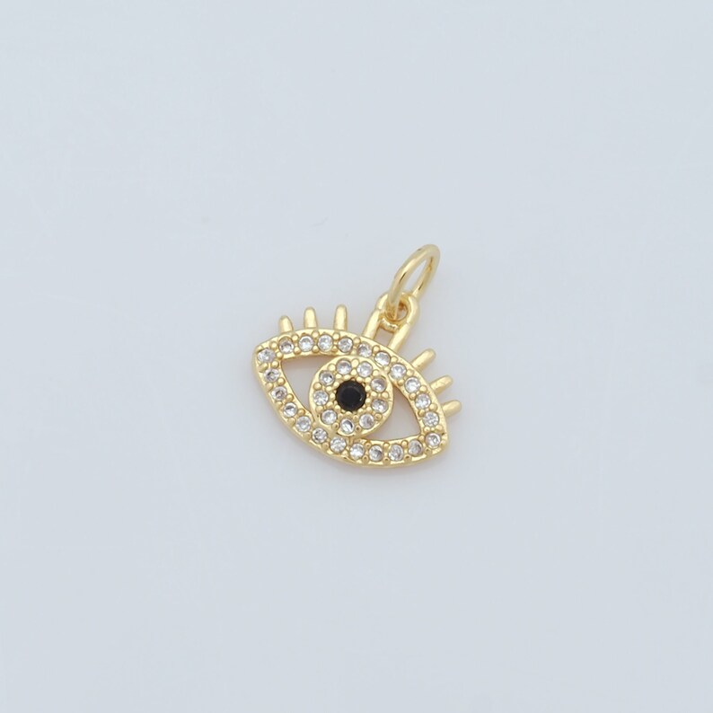 1 Pcs Gold CZ Evil Eye Pendant,18k Gold Filled Eye Charms,eye Charms