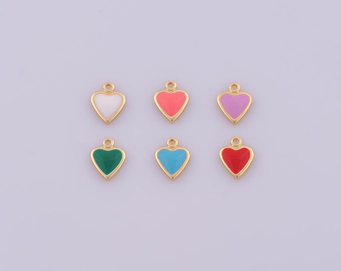 1 pcs Gold Enamel Mini Heart Pendant,18K Gold Filled Love Charm,Heart Charms DIY Bracelet Necklace Jewelry Making Findings Supply