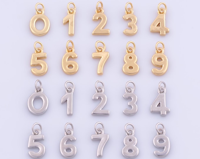 1 pcs Gold Angel Number Pendant,18K Gold Filled Digital Charm,Number Charms DIY Bracelet Necklace Jewelry Making Findings Supply
