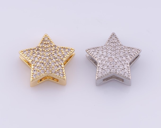 1 pcs 18K Gold Filled CZ Star Spacer Beads,Celestial Beads,Starburst Beads for DIY Jewelry Making Findings Supply