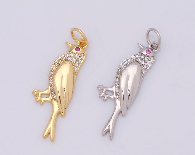 1 pcs Gold Bird Pendant,18K Gold Filled CZ Animal Charm,Bird Charm DIY Bracelet Necklace Jewelry Making Findings Supply