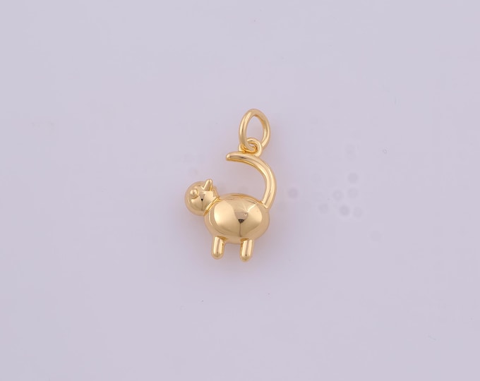 1 pcs Gold Cat Pendant,18K Gold Filled Animal Charm,Cat Charms DIY Bracelet Necklace Jewelry Making Findings Supply