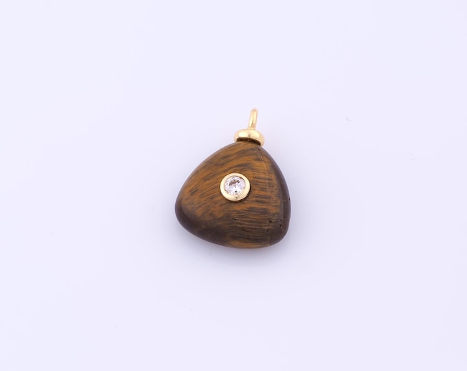 1 pcs Gold Energy Stone Pendant,18K Gold Filled Natural Stone Charm,Tiger Stone Charms DIY Bracelet Necklace Jewelry Making Findings Supply