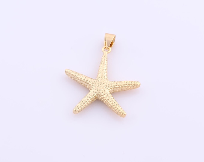 1 pcs Gold Starfish Pendant,18K Gold Filled Starfish Charm,Starfish Charms DIY Bracelet Necklace Jewelry Making Findings Supply