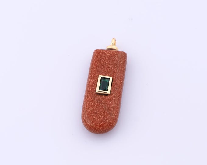 1 pcs Gold Energy Stone Pendant,18K Gold Filled Natural Stone Charm,Stone Charms DIY Bracelet Necklace Jewelry Making Findings Supply