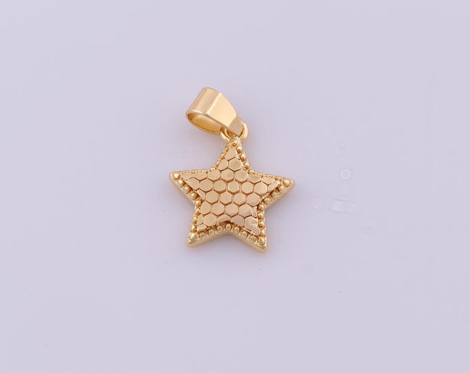 1 pcs Gold Star Pendant,18K Gold Filled Celestial Charm,Starburst Charms DIY Bracelet Necklace Jewelry Making Findings Supply