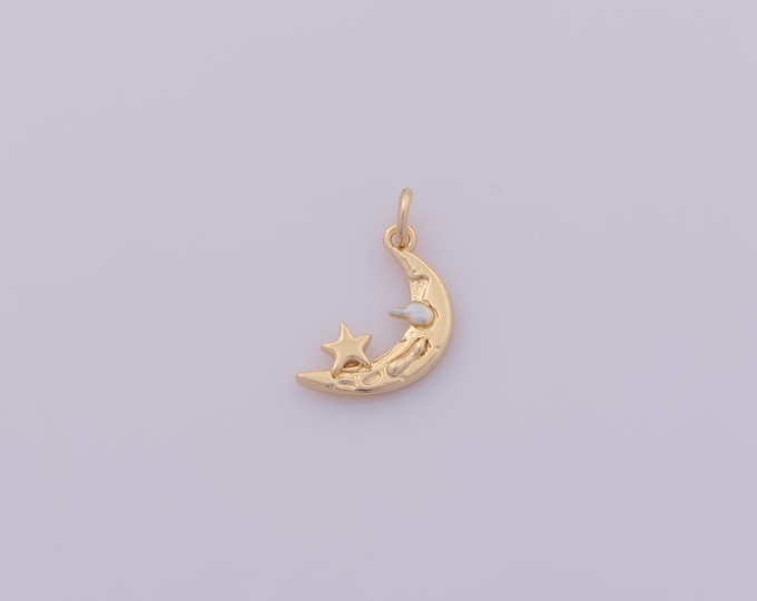 1 pcs Gold Moon Pendant,18K Gold Filled Star Charm,Celestial Charms DIY Bracelet Necklace Jewelry Making Findings Supply