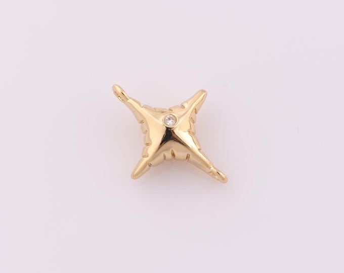 1 pcs Gold CZ Cross Star Connector,18K Gold Filled Cross Star Connector,Star Connector DIY Bracelet Necklace Jewelry Making Findings Supply