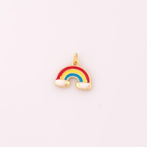 1 pcs Gold Enamel Rainbow Pendant,18K Gold Filled Rainbow Charm,Rainbow Charms DIY Bracelet Necklace Jewelry Making Findings Supply
