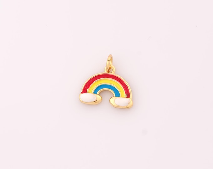 1 pcs Gold Enamel Rainbow Pendant,18K Gold Filled Rainbow Charm,Rainbow Charms DIY Bracelet Necklace Jewelry Making Findings Supply
