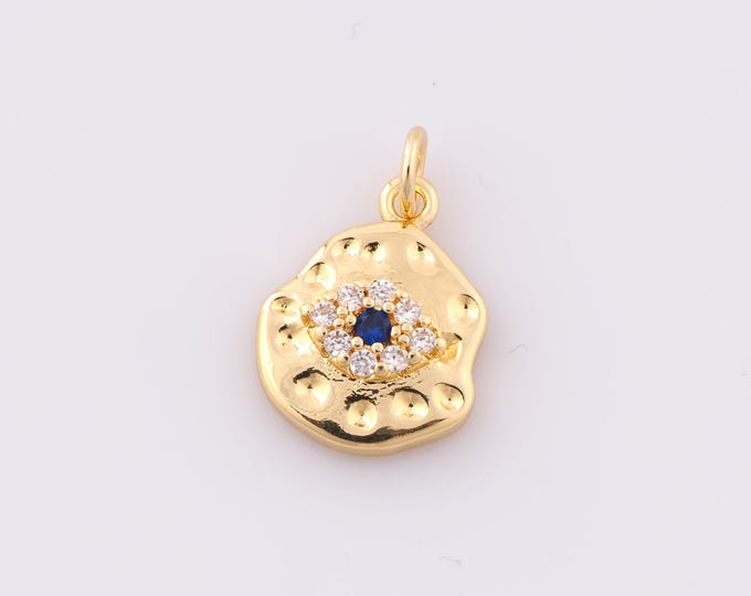 1 pcs Gold CZ Evil Eye Pendant,18K Gold Filled Devil Eye Charm,Minimalist Charm DIY Bracelet Necklace Jewelry Making Findings Supply