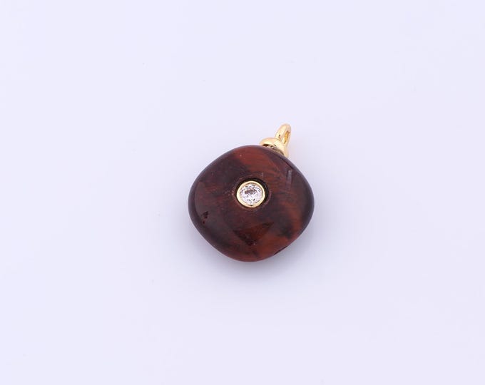 1 pcs Gold Energy Stone Pendant,18K Gold Filled Natural Stone Charm,Stone Charms DIY Bracelet Necklace Jewelry Making Findings Supply