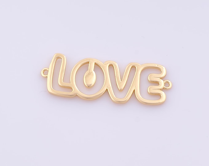 1 pcs Gold LOVE Connector,18K Gold Filled Letter Connector,LOVE Connector DIY Bracelet Necklace Jewelry Making Findings Supply