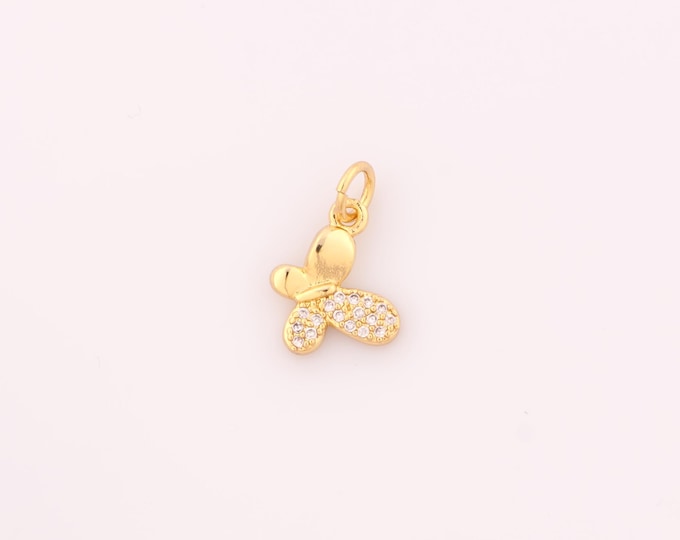 1 pcs Gold CZ Butterfly Pendant,18K Gold Filled Butterfly Charm,Butterfly Charms DIY Bracelet Necklace Jewelry Making Findings Supply