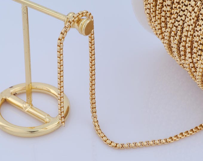 1 Meter Gold Box Chain, 18K Gold Filled Semi Finished Chain, Specialty Chains, DIY Jewelry Making Supplies