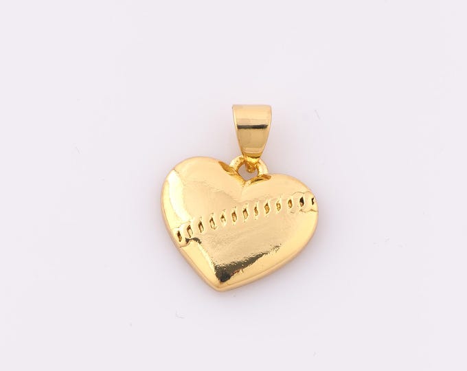 1 pcs Gold Heart Pendant,18K Gold Filled Simple Charm,Minimalist Charm DIY Bracelet Necklace Jewelry Making Findings Supply