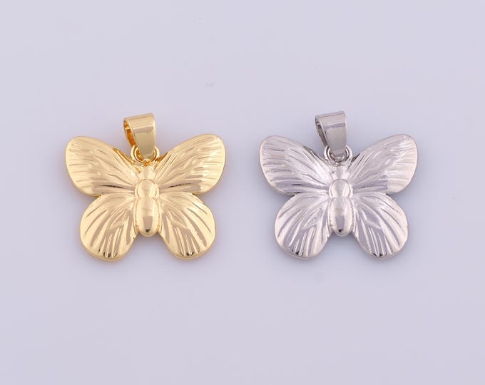 1 pcs Gold Butterfly Pendant,18K Gold Filled Insect Charm,Butterfly Charms DIY Bracelet Necklace Jewelry Making Findings Supply