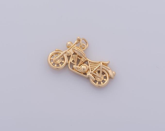 1 pcs Gold Motorcycle Pendant,18K Gold Filled Motorcycle Charm,Motorcycle Charms DIY Bracelet Necklace Jewelry Making Findings Supply