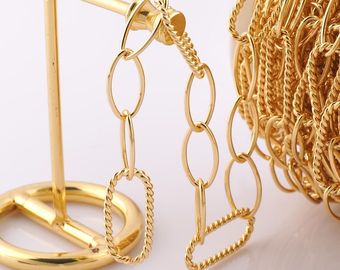 1 Meter Gold Figaro Chain, 18K Gold Filled Semi Finished Chain, Specialty Chains, DIY Jewelry Making Supplies