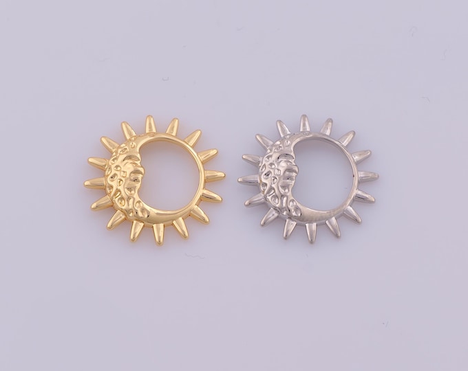 1 pcs Gold Sun Moon Pendant,18K Gold Filled Celestial Charm,Sun Moon Charms DIY Bracelet Necklace Jewelry Making Findings Supply