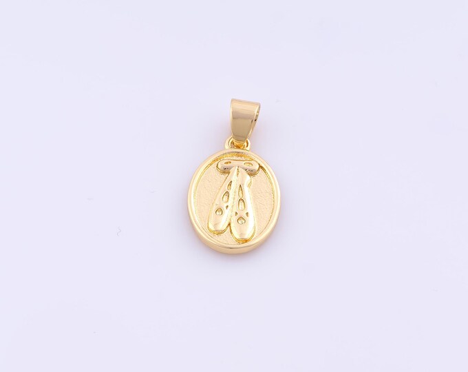 1 pcs Gold Dance Shoes Pendant,18K Gold Filled Dance Charm,Dance Shoes Charms DIY Bracelet Necklace Jewelry Making Findings Supply