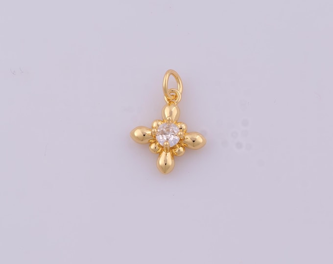 1 pcs Gold CZ Polaris Pendant,18K Gold Filled Celestial Charm,Starburst Charms DIY Bracelet Necklace Jewelry Making Findings Supply