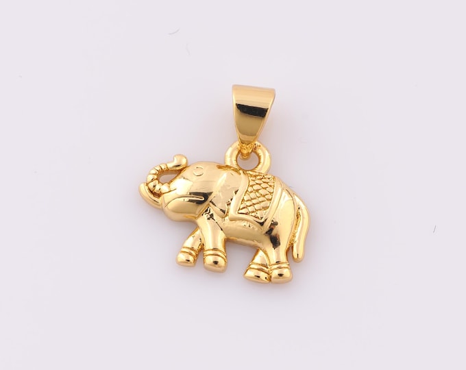 1 pcs Gold Elephant Pendant,18K Gold Filled Elephant Charm,Elephant Charm DIY Bracelet Necklace Jewelry Making Findings Supply
