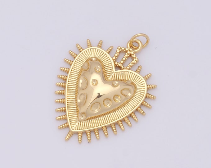 1 pcs Gold Heart Pendant,18K Gold Filled Heart Charm,Heart Charm DIY Bracelet Necklace Jewelry Making Findings Supply