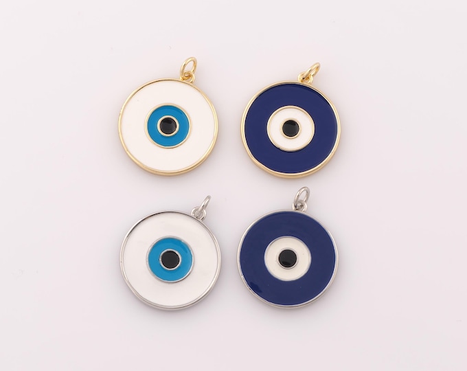 1 pcs Gold Enamel Evil Eye Pendant,18K Gold Filled Eye Charm,Devil Eye Charm DIY Bracelet Necklace Jewelry Making Findings Supply