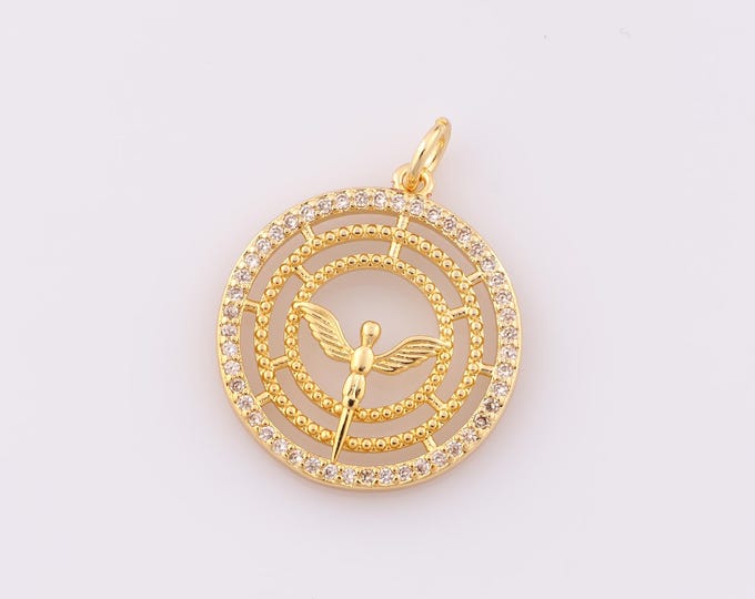 1 pcs Gold CZ Bird Pendant,18K Gold Filled Bird Charm,Bird Charm DIY Bracelet Necklace Jewelry Making Findings Supply