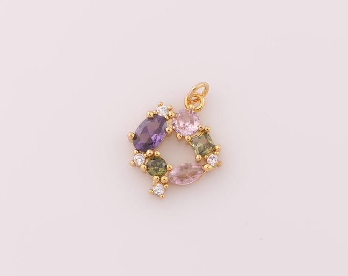 1 pcs Gold CZ Oval Pendant,18K Gold Filled Round Charm,Rhombus Charm DIY Bracelet Necklace Jewelry Making Findings Supply