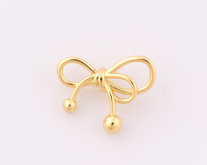 1 pcs Gold Bow Pendant,18K Gold Filled Bow Charm,Bow Charm DIY Bracelet Necklace Jewelry Making Findings Supply