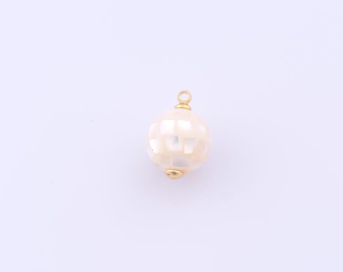 1 pcs Gold Fritillaria Pendant,18K Gold Filled Round Charm,Fritillaria Charms DIY Bracelet Necklace Jewelry Making Findings Supply