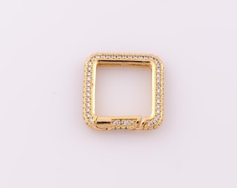 1 pcs Gold CZ Square Clasp,18K Gold Filled Push Door Clasp,Snap Clasp for DIY Bracelet Necklace Jewelry Making Findings Supply