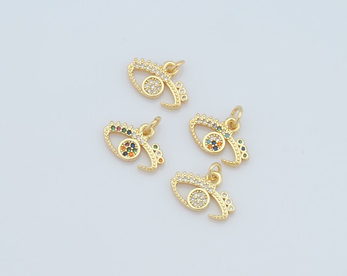 1 pcs Gold Evil Eye Pendant,18K Gold Filled CZ Eye Charms,Eye Charms DIY Bracelet Necklace Jewelry Making Findings Supply
