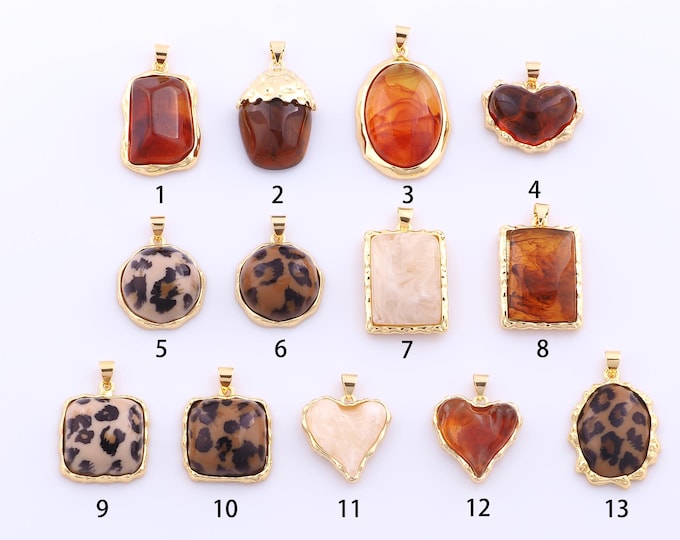 1 pcs Gold Acrylic Heart Pendant,18K Gold Filled Round Charm,Square Charms DIY Bracelet Necklace Jewelry Making Findings Supply